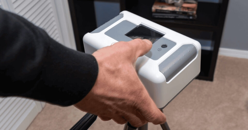 Certified radon testing equipment placed in a Columbus Ohio basement for accurate results